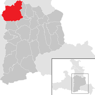 Lage der Gemeinde Werfen im Bezirk St. Johann im Pongau (anklickbare Karte)