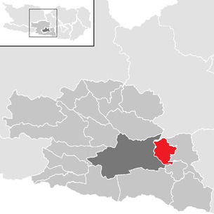 Lage der Gemeinde Wernberg (Kärnten) im Bezirk Villach-Land (anklickbare Karte)