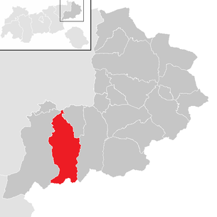 Lage der Gemeinde Westendorf (Tirol) im Bezirk Kitzbühel (anklickbare Karte)