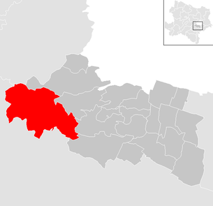 Lage der Gemeinde Wienerwald (Gemeinde) im Bezirk Mödling (anklickbare Karte)