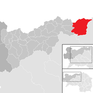 Lage der Gemeinde Wildalpen im Bezirk Liezen (anklickbare Karte)