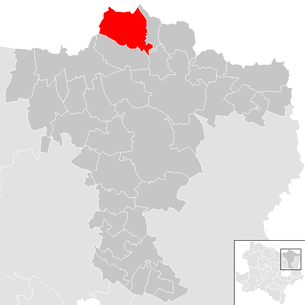 Lage der Gemeinde Wildendürnbach im Bezirk Mistelbach (anklickbare Karte)