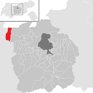 Lage der Gemeinde Wildermieming im Bezirk Innsbruck Land (anklickbare Karte)