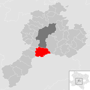 Lage der Gemeinde Wilhelmsburg (Niederösterreich) im Bezirk Sankt Pölten-Land (anklickbare Karte)