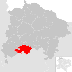 Lage der Gemeinde Windigsteig im Bezirk  Waidhofen an der Thaya (anklickbare Karte)