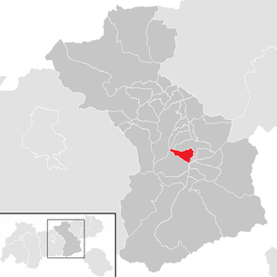 Lage der Gemeinde Zellberg im Bezirk Schwaz (anklickbare Karte)