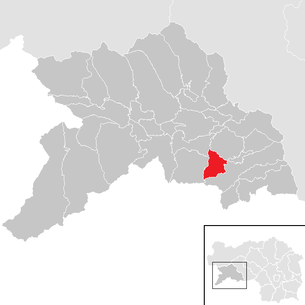 Lage der Gemeinde Zeutschach im Bezirk Murau (anklickbare Karte)
