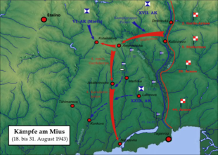 Karte der Kämpfe am Mius