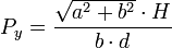 P_y = \frac{\sqrt{a^2 + b^2} \cdot H}{b \cdot d}