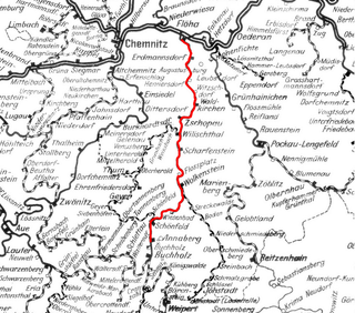 Strecke der Bahnstrecke Annaberg-Buchholz unt Bf–Flöha