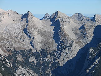 Moserkar von der Kaskarspitze, Moserkarspitze etwa in der Mitte