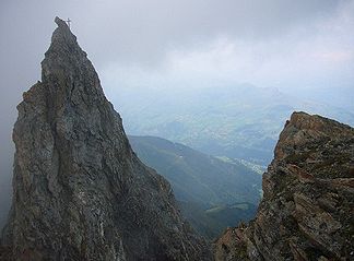Blick auf den "Bös Fess", den Gipfel mit 2880 Metern vom leicht erreichbaren Punkt 2874.