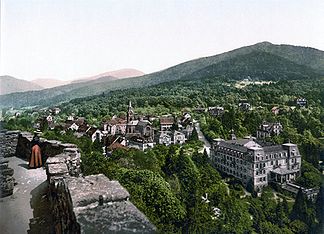 Der Hochblauen auf einer alten Postkarte (um 1900), von Badenweiler aus gesehen