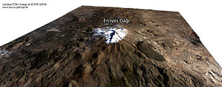 Erciyes Dağı in 3D (auf Basis eines TERRA ASTER Höhenmodells).