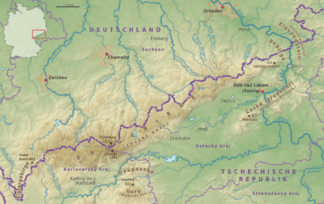 physische Karte des Erzgebirges