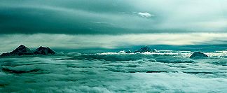 Mount Everest, Lhotse, Makalu und Chamlang aus dem Flugzeug gesehen