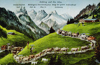 Ansichtskarte von 1929 mit der Hochfrottspitze in der Mitte