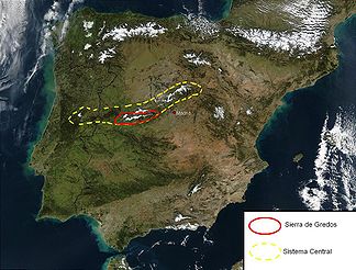 Satellitenbild der Sierra de Gredos