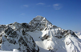 Der Große Widderstein aus dem Kleinwalsertal im Winter