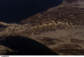 Hokkaido, Hidaka-Gebirge, aufgenommen 2003 von der International Space Station