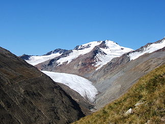 Innere Quellspitze (links) und Weißkugel von Osten