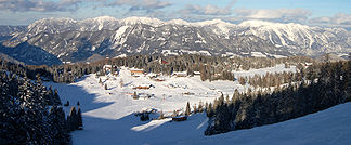 Südwestseite des Sengsengebirges vom Skigebiet Hinterstoder