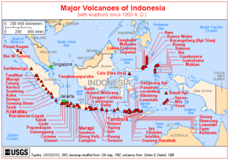 Karte der Vulkane in Indonesien