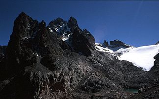 Die Gipfel Batian und Nelion des Mount-Kenya-Massivs