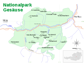 Karte des Nationalparks Gesäuse