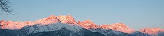 Persailhorn, Breithorn und Südkamm des Steinernen Meers im Alpenglühen
