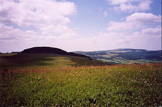 Blick vom Stirnberg nach Westen (rechts die Wasserkuppe)