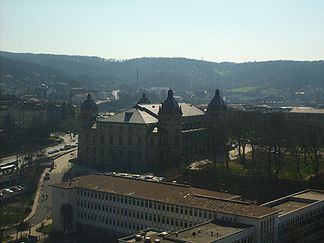 Blick auf den Johannisberg vom Hochhaus der Sparkasse
