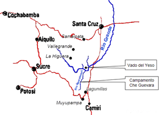 Karte der Region mit dem Ñancahuazú