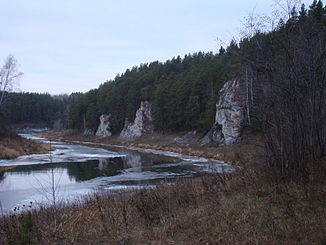Felsengruppe Koptelow Kamen an der Neiwa bei Alapajewsk