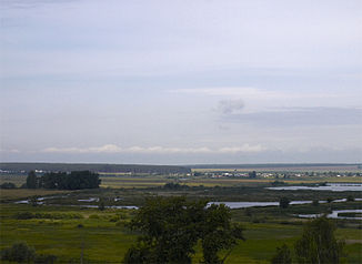 Alatyr Fluss, Blick von der Eisenbahnbrücke am Bahnhof Alatyr.