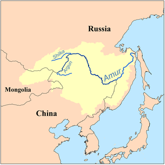 Lage der Schilka im Einzugsgebiet des Amur