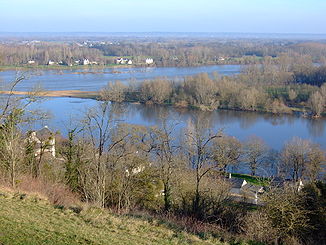 Die Mündung der Vienne (im Vordergrund) in die Loire