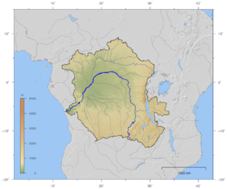 Verlauf und Einzugsgebiet des Kongo bzw. Lualaba