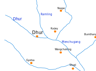 Karte mit dem Verlauf des Flusses Dhur
