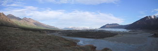 Donjek River an seiner Quelle, dem Donjek-Gletscher