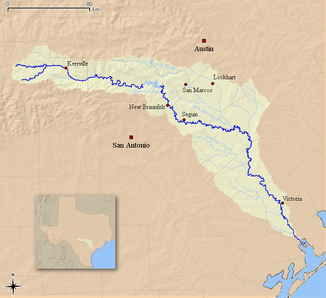 Einzugsgebiet und Verlauf des Guadalupe River