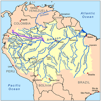 Verlauf des Japurá in Südamerika