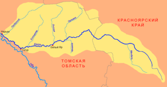 Verlauf der Paidugina (Па́йдугина) im westlichen Einzugsgebiet des Ket