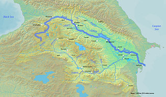 Verlauf des Alasani im nördlichen Einzugsgebiet der Kura