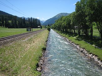 Das Landwasser bei Davos-Islen, Richtung SW