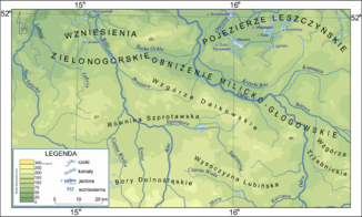 Karte mit dem Lauf der Lubsza (oben links)