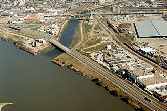 Mündung des Floyd River in den Missouri River in Sioux City