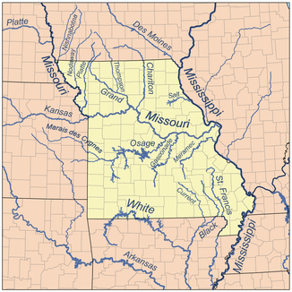 Karte der Flüsse im Norden Missouris
