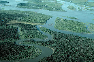 Der Noatak River nahe seiner Mündung südlich des Orts Noatak