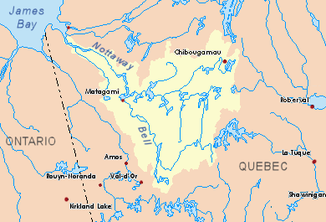 Verlauf des Flusses Rivière Bell im Einzugsgebiet von Rivière Nottaway